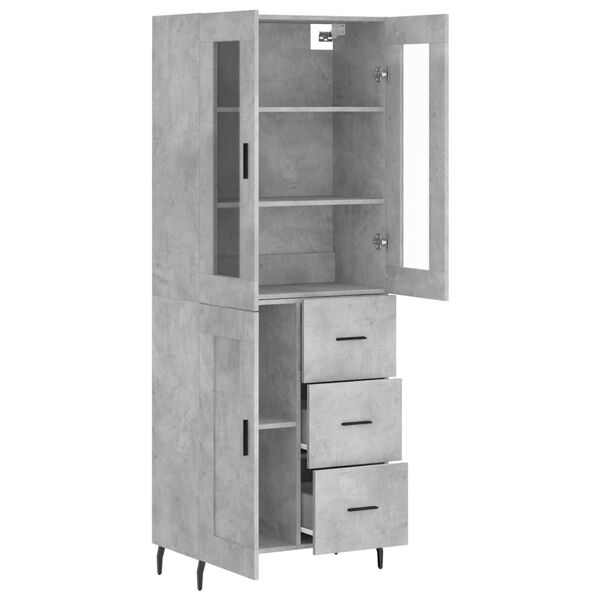 vidaXL Buffet haut Gris b&eacute;ton 69,5x34x180 cm Bois d'ing&eacute;nierie