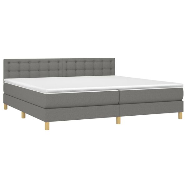 vidaXL Sommier &agrave; lattes de lit et matelas et LED Gris fonc&eacute; 200x200 cm