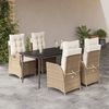 vidaXL Ensemble &agrave; manger de jardin avec coussins 5pcs Beige poly rotin