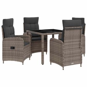 vidaXL Ensemble de repas ext&eacute;rieur 5 pc Gris clair et gris fonc&eacute;
