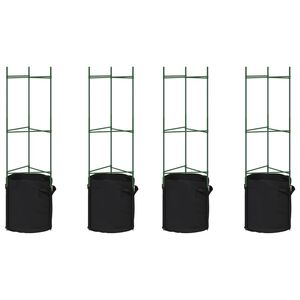 vidaXL Cages &agrave; tomates avec sacs &agrave; plantes 4 pcs 116 cm acier et PP