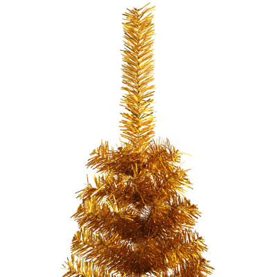vidaXL Demi sapin de Noël artificiel avec support doré 180 cm PET