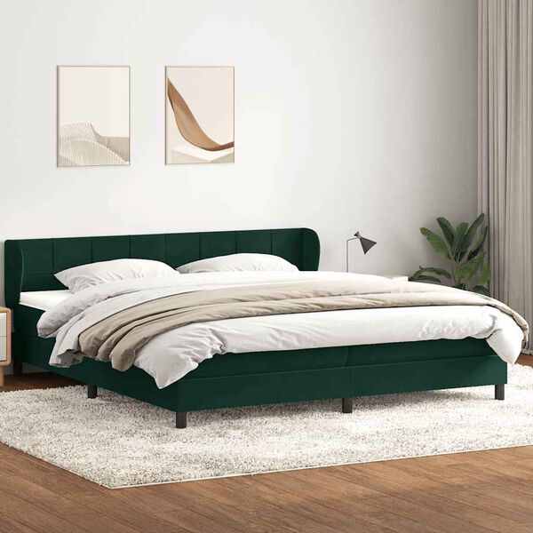 vidaXL Sommier &agrave; lattes de lit et matelas vert fonc&eacute; 200x210cm velours