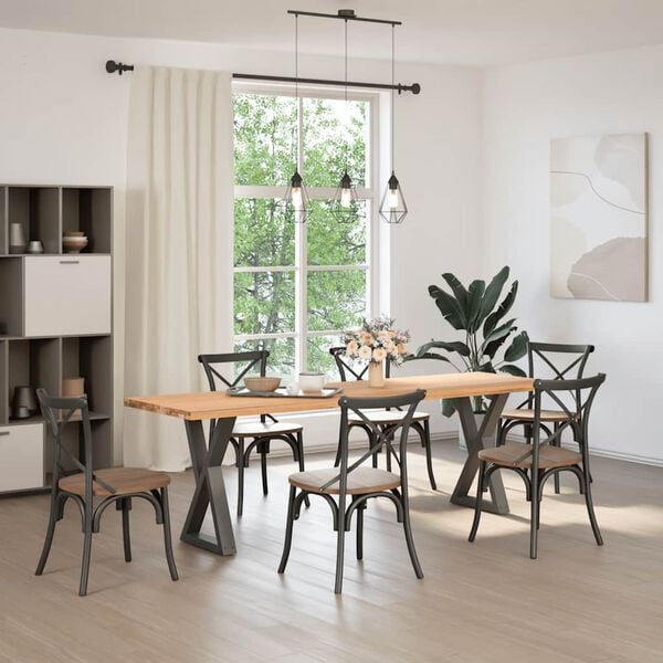 vidaXL Pieds de table &agrave; manger 2 pi&egrave;ces Anthracite 60 x (72-73,3) cm Acier