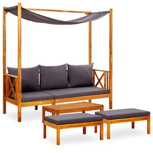 vidaXL Banc de jardin avec table et repose-pieds Bois d'acacia solide