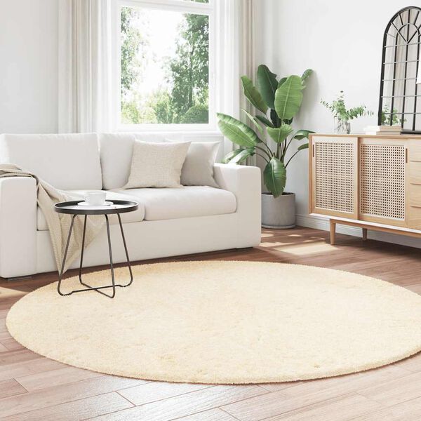 vidaXL Tapis Shaggy &agrave; poils longs NAVARRA cr&egrave;me 200x200 cm polyester