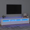 vidaXL Meuble TV avec lumi&egrave;res LED Blanc 210x35x40 cm
