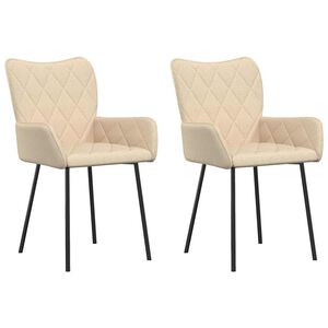 vidaXL Chaises &agrave; manger lot de 2 cr&egrave;me tissu