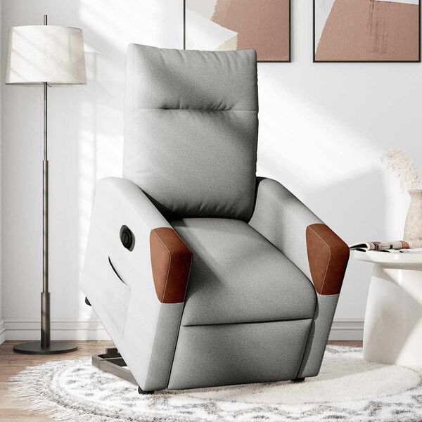 vidaXL Fauteuil inclinable électrique gris nuage tissu