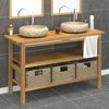 vidaXL Armoire de salle de bain et lavabos en marbre crème Teck massif