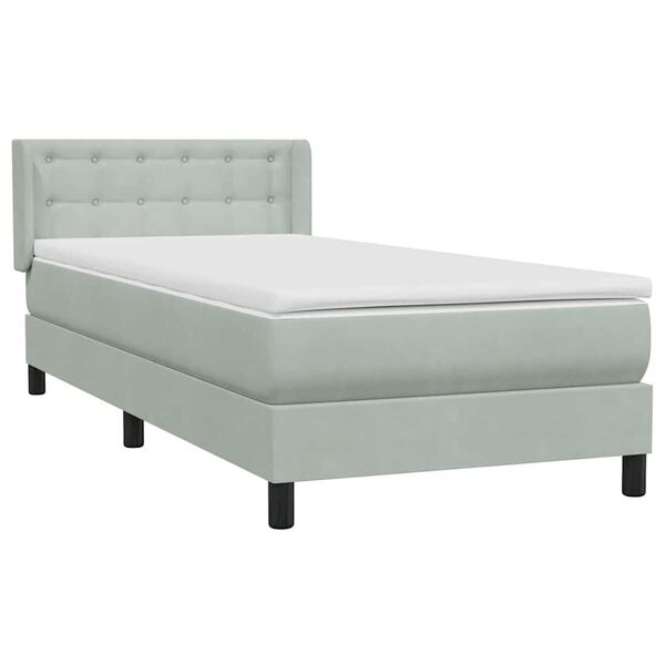 vidaXL Sommier &agrave; lattes de lit et matelas gris clair 80x220 cm velours