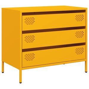 vidaXL Buffet jaune moutarde 68x39x58,5 cm acier lamin&eacute; &agrave; froid
