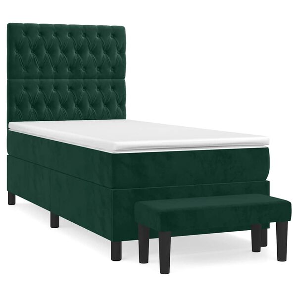 vidaXL Sommier &agrave; lattes de lit avec matelas Vert fonc&eacute; 100x200 cm