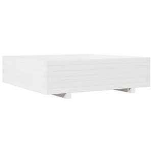 vidaXL Jardini&egrave;re blanc 90x90x26,5 cm bois de pin massif