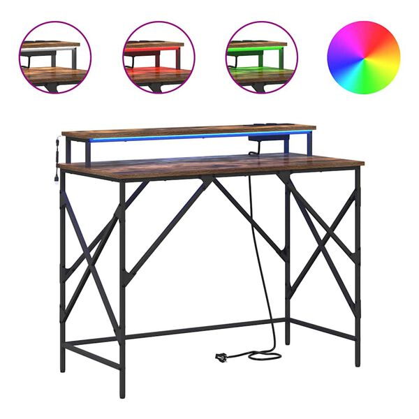 vidaXL Bureau Ch&ecirc;ne fum&eacute; 100 x 50 x 86,5 cm Bois d'ing&eacute;nierie