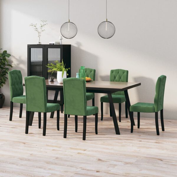 vidaXL Chaises &agrave; manger lot de 6 vert fonc&eacute; velours