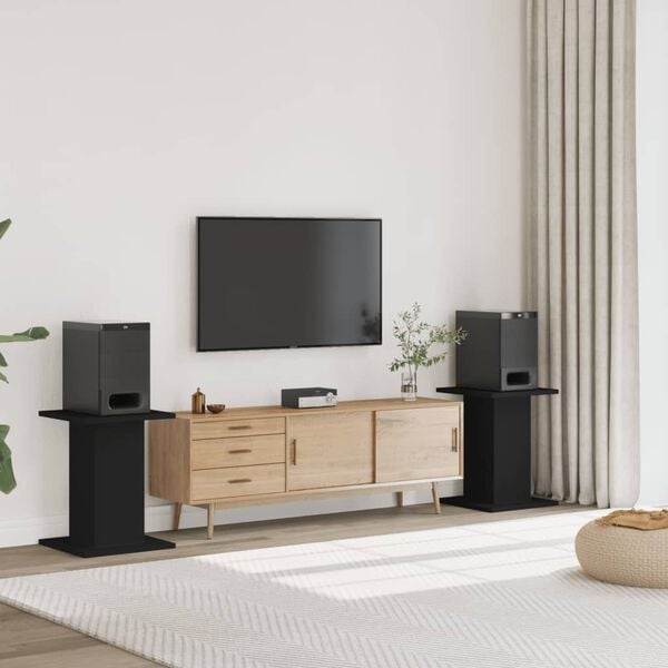 vidaXL Supports de haut-parleurs 2 pcs noir bois d'ing&eacute;nierie