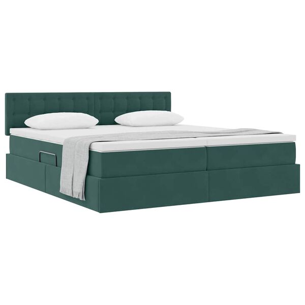 vidaXL Lit de Rangement avec matelas Vert fonc&eacute; 90 x 200 cm