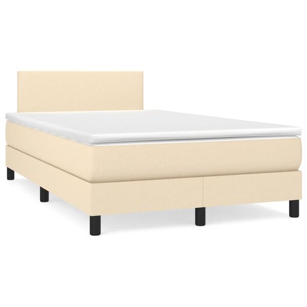 vidaXL Sommier &agrave; lattes de lit avec matelas cr&egrave;me 120x190 cm tissu