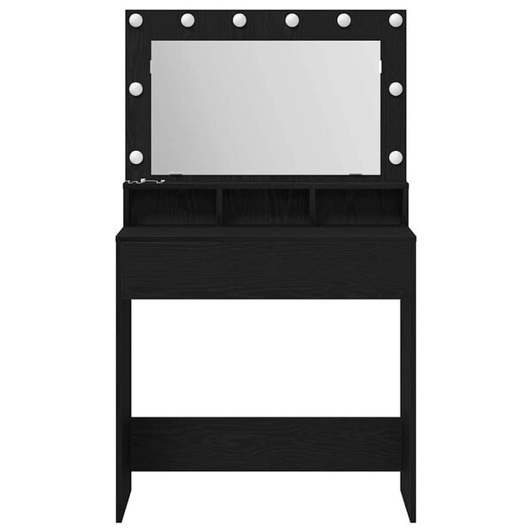 vidaXL Table de Toilette avec &eacute;tag&egrave;re Ch&ecirc;ne noir 75,5 x 41 x 135 cm