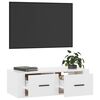 vidaXL Meuble TV suspendu Blanc brillant 80x36x25 cm Bois d'ingénierie