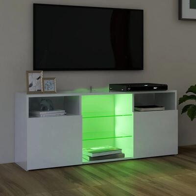 vidaXL Meuble TV avec lumières LED blanc brillant 120x30x50 cm