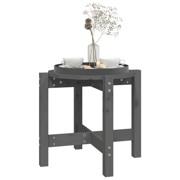 vidaXL Table basse Gris &Oslash; 52,5x45 cm Bois massif de pin