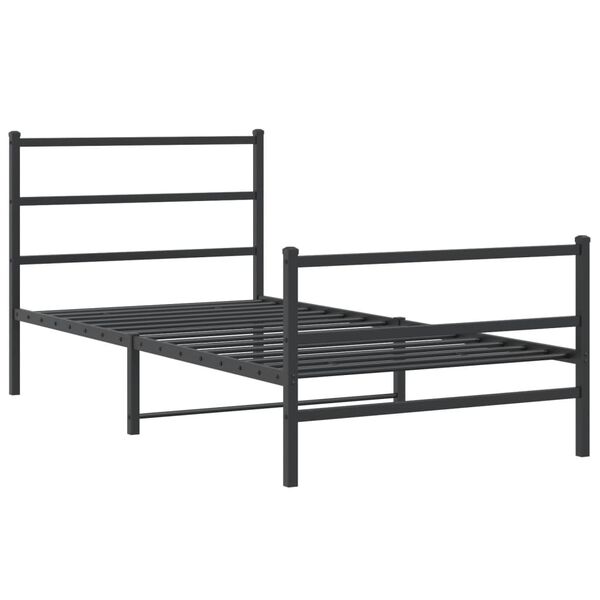vidaXL Cadre de lit m&eacute;tal sans matelas et pied de lit noir 100x200 cm