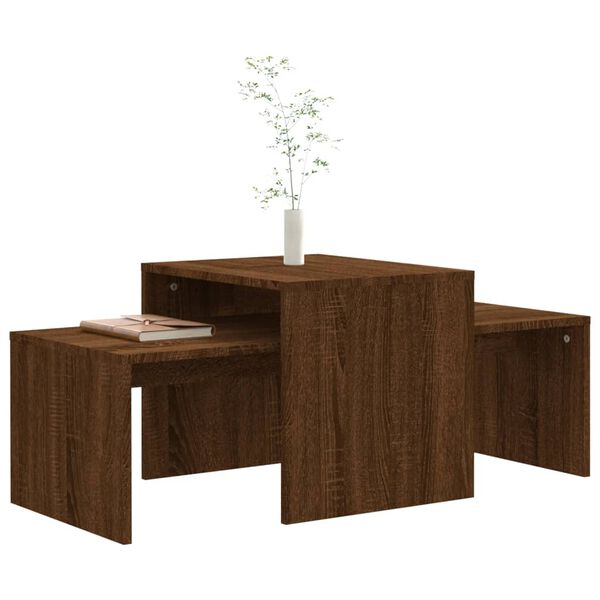 vidaXL Ensemble table basse Chêne marron 100x48x40cm Bois d'ingénierie