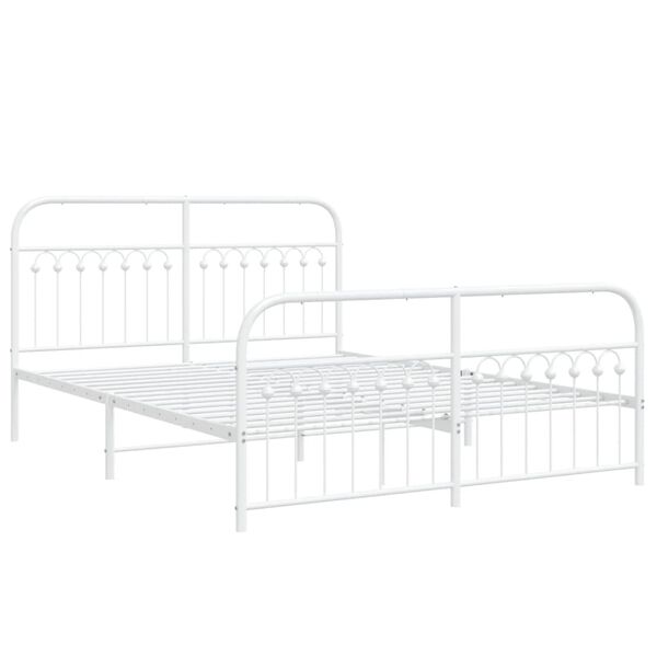 vidaXL Cadre de lit m&eacute;tal sans matelas et pied de lit blanc 160x200 cm