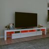 vidaXL Meuble TV avec lumi&egrave;res LED Blanc brillant 230x36,5x40 cm