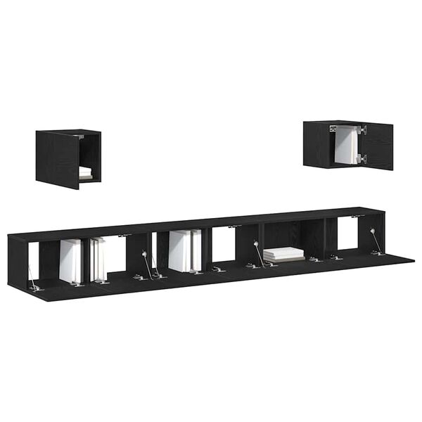 vidaXL Ensemble meuble TV 7 pcs Ch&ecirc;ne noir 100 x 30 x 30 cm