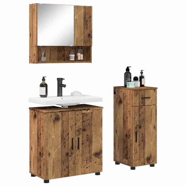 vidaXL Ensemble de mobilier de salle de bain 3 pcs Bois Ancien