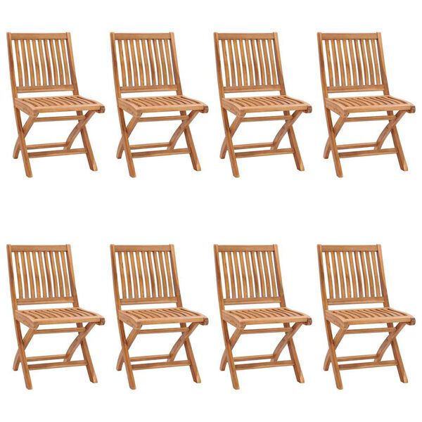 vidaXL Chaises pliables de jardin avec coussins lot de 8 Teck solide