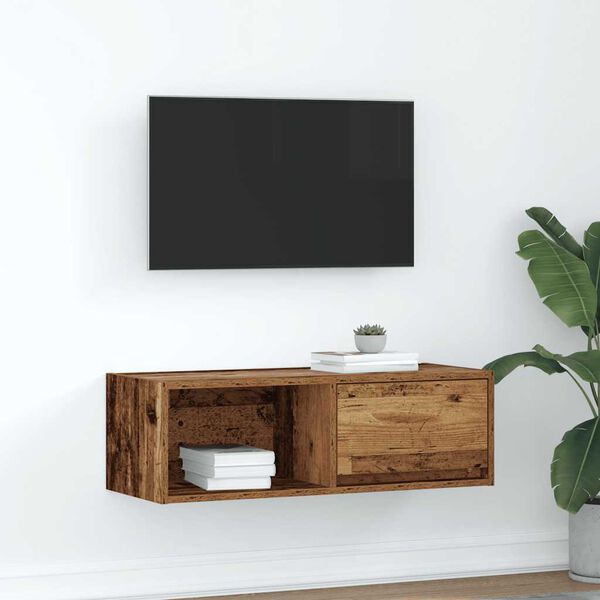 vidaXL Meuble TV vieux bois 80x31x25,5 cm bois d'ing&eacute;nierie