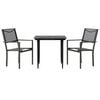 vidaXL Ensemble &agrave; manger de jardin 3 pcs noir textil&egrave;ne et acier