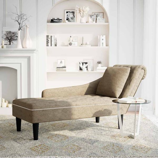 vidaXL Fauteuil long et coussin/accoudoir droit gris clair simili cuir