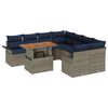 vidaXL Ensemble de canap&eacute; de jardin 9 pc Gris et bleu marine polyrotin