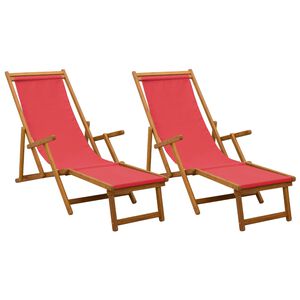 vidaXL Chaise longue pliante 2 pcs 3 Position Bois d'eucalyptus massif