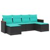vidaXL Salon de jardin 6 pcs avec coussins noir r&eacute;sine tress&eacute;e