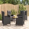 vidaXL Ensemble à manger de jardin coussins 5pcs Noir Résine tressée