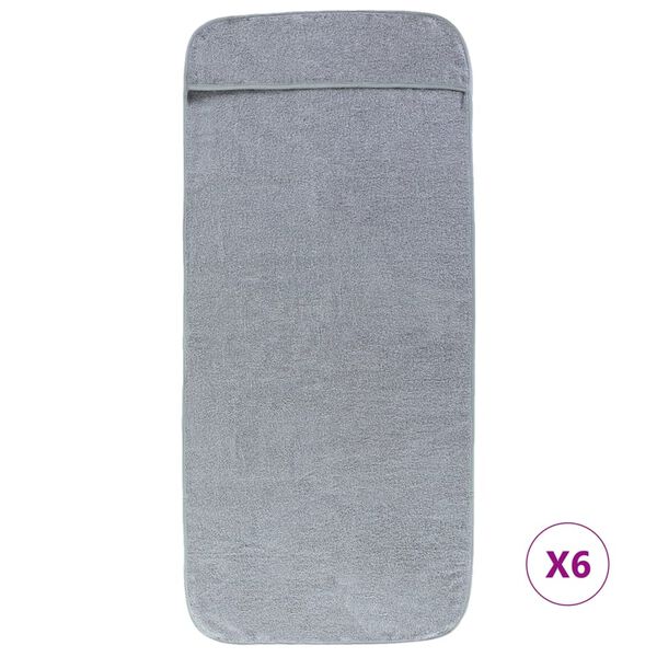 vidaXL Serviettes de plage 6 pcs gris 60x135 cm tissu 400 GSM