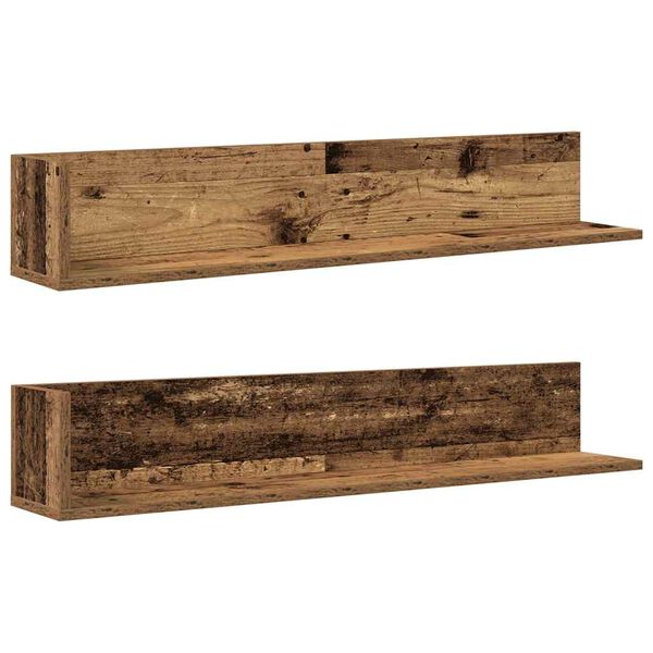 vidaXL &Eacute;tag&egrave;res murales 2 pcs vieux bois 100x16,5x16,5 cm