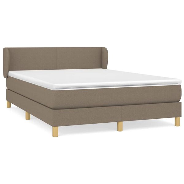 vidaXL Sommier &agrave; lattes de lit avec matelas Taupe 140x200 cm Tissu