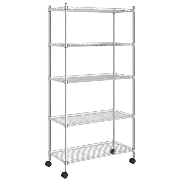 vidaXL &Eacute;tag&egrave;re de rangement 5 niveaux roues 75x35x155 cm Chrome 250 kg