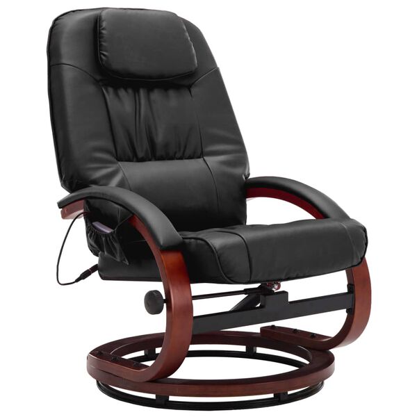 vidaXL Fauteuil de massage avec repose-pied noir similicuir