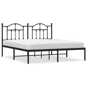 vidaXL Cadre de lit m&eacute;tal sans matelas avec t&ecirc;te de lit noir 183x213cm