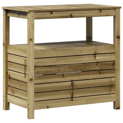 vidaXL Table de rempotage avec étagères bois de pin imprégné