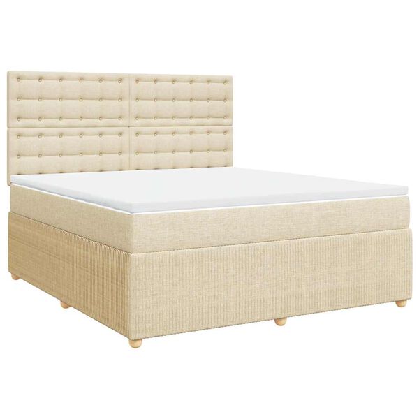 vidaXL Sommier &agrave; lattes de lit avec matelas Cr&egrave;me 180x200 cm Tissu
