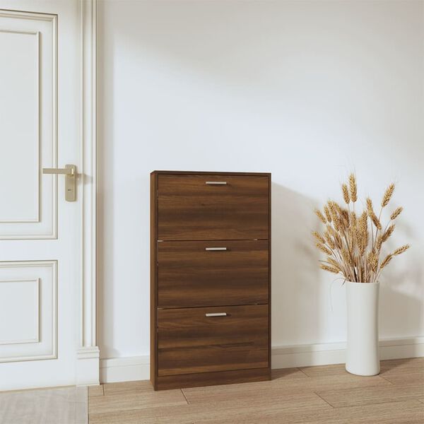 vidaXL Armoire &agrave; chaussures Ch&ecirc;ne marron 59x17x108cm Bois d'ing&eacute;nierie